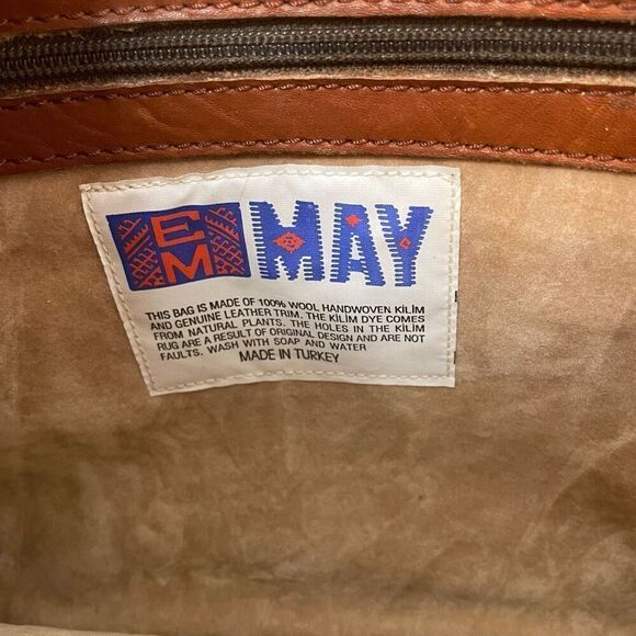 EM MAY Turkish Kilim Wool Handbag Crossbody Messenger Bag Purse Unique Suede - Picture 8 of 10